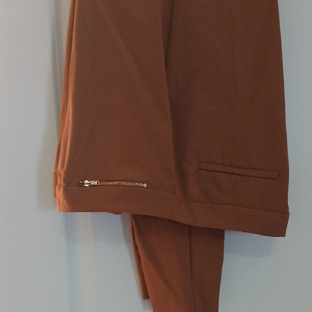 Brown Chinos with Gold Zipper Detail